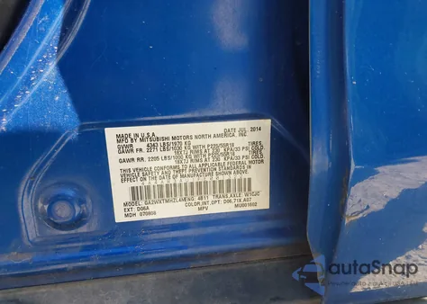 2015 Mitsubishi Outlander Sport Es из США, поврежденный, VIN 4A4AR3AU1FE001322